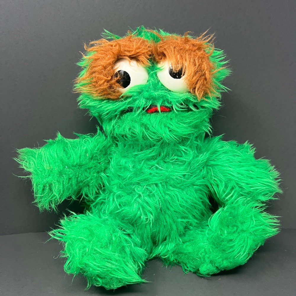 Knickerbocker Oscar the Grouch Plush 12 Green Vintage Sesame Street Brown Hair
